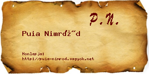 Puia Nimród névjegykártya